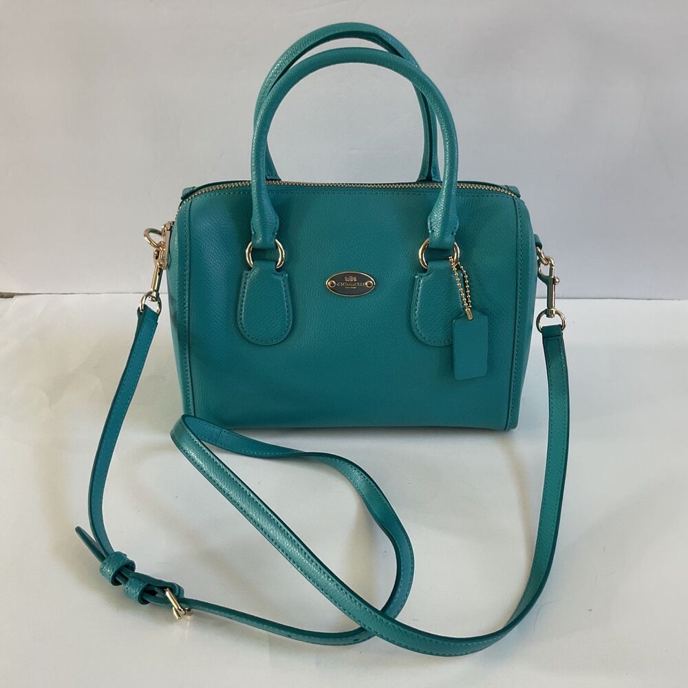 Coach Mini Bennett Satchel In Crossgrain Leather Crossbody Cadet Blue F33329 - Picture 4 of 10